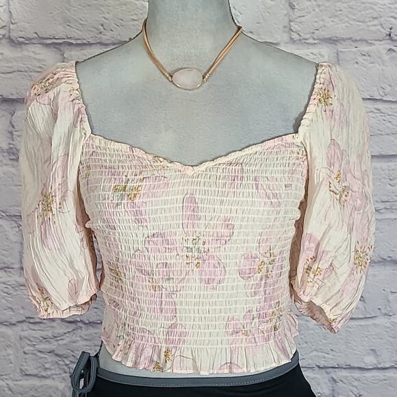 H&M fairycore smocked floral blouse - Picture 1 of 8